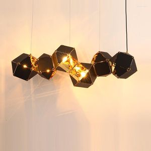 Chandeliers Post Modern Luxury Industrial Black / White Metal E27 Led Chandelier Pendant Luminarias Lighting For Living Room