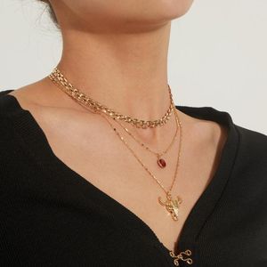 Choker Bull Head Leaf Sun Zircon Necklace Style Europeiska och amerikanska kvinnliga smycken