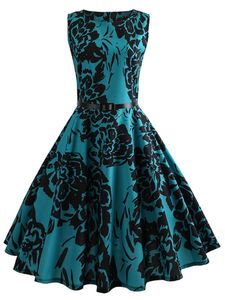 Grundlegende Freizeitkleider, Blumendruck, Sommerkleid, Damen, Vintage, elegant, Swing, Rockabilly, Partykleider, lässiges Midi-Kleid 230615