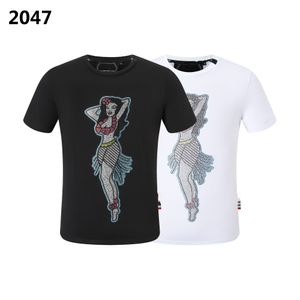 Phillip Plain Summer Skull Men's Skull Ri-shirt Beds Designer de moda T-shirt Men's Top QP Letra Bordado Men Feminino Feminino Camiseta de manga curta 2047