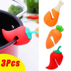 New 3Pcs Silicone Pot Lid Holder Reusable Anti-spill Rack Heat-resistant Anti-Overflow Stoppers Pot Cover Creative Kitchen Gadgets