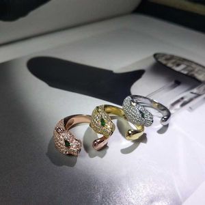 Designer Fashion s925 Sterling Silver Carter Half Diamond Leopard Ring Womens Versatile Light Luxury Exquisite Personality