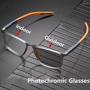 Sunglasses Pochromic Blue Light Blocking Myopia Glasses Unisex TR90 Frame Sports Eyeglasses Finished Optical Near Sight Diopter 0 To-4.0