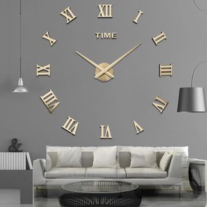 Väggklockor specialerbjudande 3D Big Acrylic Mirror Wall Clock Diy Quartz Watch Still Life Clocks Modern Home Decoration Living Room Stickers 230614