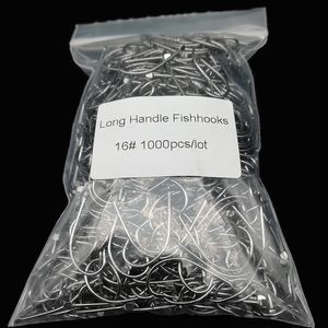 Balıkçılık Kancaları Toptan 1000 Parça/Lot Uzun Shank Fishing Hook Hooks 3# -17# dikenli yüksek karbon çelik balıkçılar balıkçılık aksesuarları pesca 230614