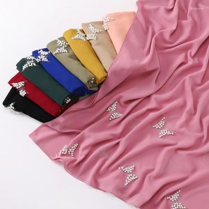 Scarves 170 Cm Solid Color Chiffon Diamond Butterfly Nail Beads Hijab Scarf Women Long Shawl Wrap Muslim Headband