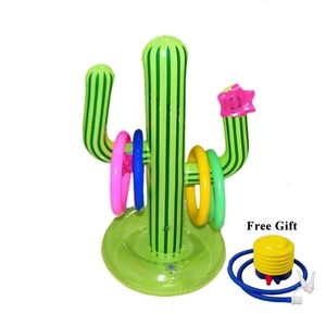 Inflatable Bouncers Playhouse Swings Outdoor Swimming Pool accessories Inflatable Cactus Ring Toss Game Set Floating Toys Beach Party Supplies Bar Travel 230614