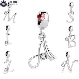For pandora charms authentic 925 silver beads Dangle ABC Letter Of The Alphabet Bead