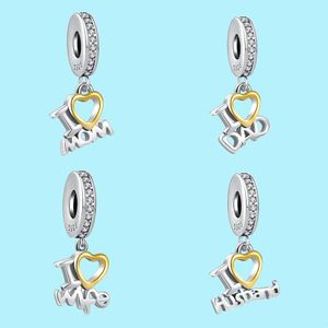 925 Pandora Takı Boncukları için Gümüş Takılar Charm 925 Bilezik Ben Mom Baba Karısı Kocası Dangle seviyorum