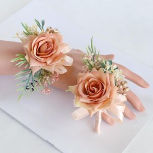 装飾的な花2023結婚式のコサージュ花嫁と花groom花嫁介添人姉妹ガールフレンド手首