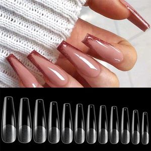 False Nails Coffin Fake Nail Tips Full Cover Long Straight Half Matte Acrylic Halfrosted Soft Gel Artifical Extension Manicure Tools