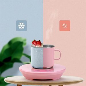 Ice Buckets And Coolers 2-In-1 Smart Cooling Heating Coaster Electric Coffee Milk Warmer Cooler Beverage Tea Coffee Cup Mug Mat Fast Cooling Coaster 230614