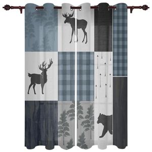 Curtain Kitchen Curtains Vintage Country Style Bear Moose Woods Window For Living Room Bedroom Drapes Kids