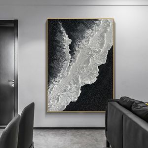 Disegna pittura decorativa fatta a mano pittura a olio disegnata a mano nero bianco waven trama tridimensionale astratto portico appeso pittura soggiorno sfondo muro