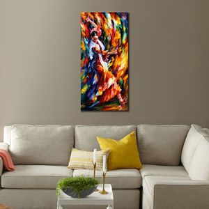 City Life Portrait Canvas Art Flamenco Dancer Hand Painted Kinfe Painting for Hotel Wall Modern