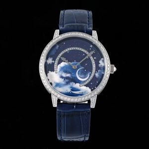 Kvinnors högkvalitativa Diamond Watch Dating Series Moving Meteor Sapphire Mirror High-End Movement Ratten