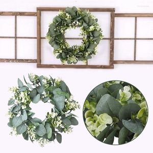 Decorative Flowers Eucalyptus Christmas Plant Wreath Wedding Holiday Supplies Door Home Decoration Diy Po Props Background Wall Garlands
