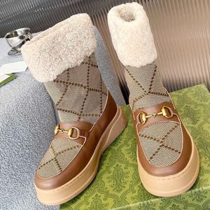 Wome Leather Snow Boots Platform Platform Shoes Fur Moccasins loafer Cowboy Wool Winter Winter Fall Snow Cotton Shoes with Box NO428