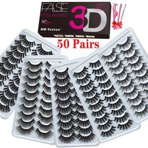 Makeup Tools MB 50 Par 3D Mink Eyelashes Dramatiska naturliga långa wispies Lashes Extension Eye Beauty False Set Faux Cils 230614