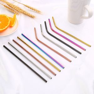 2021 215x6mm 304 Paslanmaz çelik pipetler 8.5 Smoothie Düz Bükülme Şekli İçme Metal Pipetler Boru Çubuğu İçme Aracı