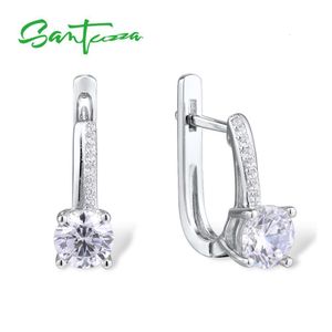 Ear Cuff Brincos de prata SANTUZZA para mulheres genuína prata esterlina 925 branco cintilante zircônia cúbica joias finas 230614