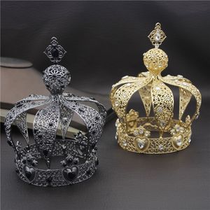 Bröllopshår smycken barock vintage kungliga kung diadem prom party manlig tårta man krona runda 230614