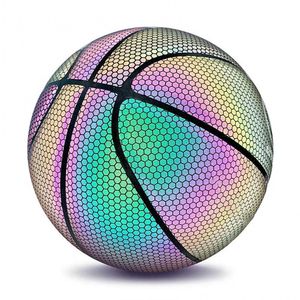 ボール7＃反射バスケットボールフェイクレザーバスケットボールホログラフィックパーティーホームアウトドアデコレーションキッドバスケットボール230614