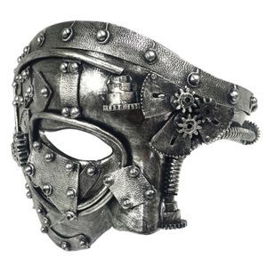 Maschere per feste Mechanical Gear Steampunk Phantom Masquerade Maschera Cosplay Mezza faccia Costume Halloween Puntelli per feste di Natale Adulto Anime Masque 230614