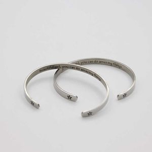 Charm Bracelets Bangle New Creative Stainless Steel Open Simplified Silver Bracelet Engraving