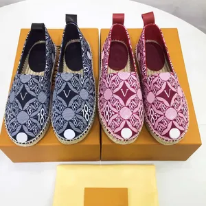 Luxury Designer Women Canvas Espadrilles Summer Platform With Letter L Buckle Loafer Girls Genuine Leather Soft Sole Canvas Casual Shoes