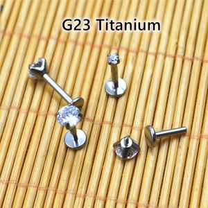 Labret Lip Piercing Gioielli LOT20pcs G23 16G Corpo AAAAA CZ Ring Studs Ear Helix Tragus Cartilagine Bar 230614