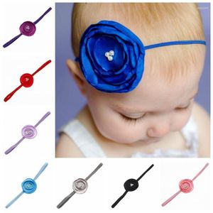 Hair Accessories 10PCSMultilayer Hand Sewn Fabric Roasted Flower Headbands With Pearl Children's Thin Elastic Band For Headwear