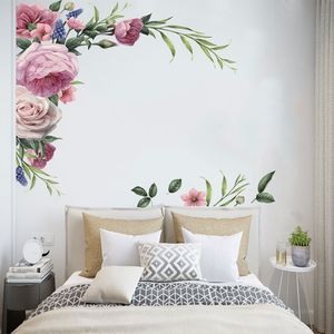 2 st stor pion rose vägg klistermärke diy vintage blommor tapet för sovrum vardagsrum dekaler väggmålning heminredning barn flickor gåva