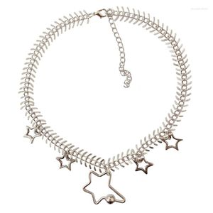 Chains Female Niche Fishbone Collarbone Chain Five-pointed Star Necklace Punk Choker 40GB