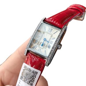 luxury womens rectangle watches Top brand diamond designer fashion lady watch Leather strap quartz wristwatches for women Christmas Valentine's Mother's Day Gift