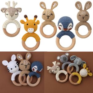 Rattles Mobiles BPA Free Baby Wooden Teether Crochet Cartoon Rattle Toys Ring Rodent Mobile Gym Kids born Educational 230615