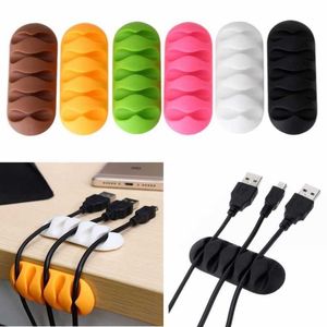 New Cord Earphone Holder Five-hole Cable Fixer Charger Wire Fixing Device Desktop Phone Cables Silicone Tie Fixer Wire Management