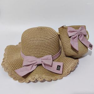 帽子の女の子の子供夏のストローブリムフロッピービーチサンハット子供の誕生日プレゼント