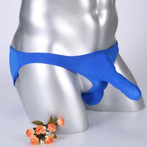 Cuecas masculinas sexy nariz de elefante cuecas cuecas homme fashion sólido gelo seda baú cintura baixa