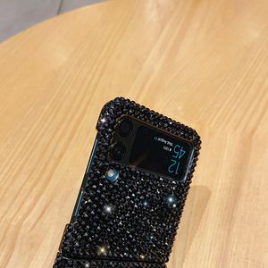 Tasarımcı Bling Rhinestones Diamonds Cep Telefon Kılıfları Erkek Kadınlar İçin Samsung Galaxy Z Flip 1 2 3 4 kat 5G Lüks Kristal Glitter Sparkle Mobile Arka Kapaklar Fundas 777