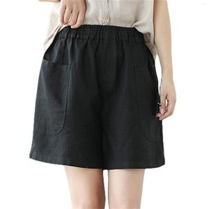 Aktive Shorts Damen, locker, lässig, Baumwolle, elastisch, weites Bein, Hose, Twill, Damen, dehnbar