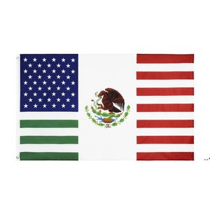 米国MX USAメキシコの友情伝統的な旗アメリカンメキシコの組み合わせ卸売フリーシッピング在庫3x5フィートバナー海道