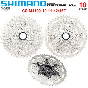 Bisiklet Freewheels Chainwheels Shimano Deore 10 Hızlı Kaset Fincana MTB CSM410010 1142T 10V Freewheel Dağ Bisiklet Volan Orijinal Parçalar 230614