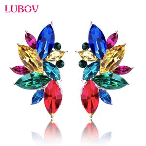 Ear Cuff Lubov Colorful Opal Stone Studörhängen för kvinnor Julfest Elegant Crystal Women Girls Gifts Wholesale 230614