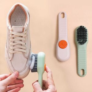 New Shoe Cleaning Brush With Soap Dispenser Long Handle Soft Bristled Brush For Shoes Clothes Cleaner Household Cleaning Supplies