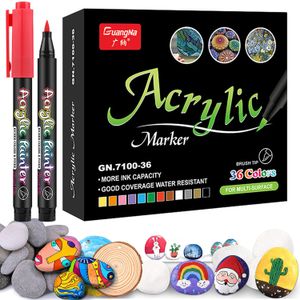 Marcadores 36 marcadores de esboço de cores marcador acrílico para pintura caneta de tinta acrílica pincel marcador de arte para tela de tecido pintura rupestre 230615