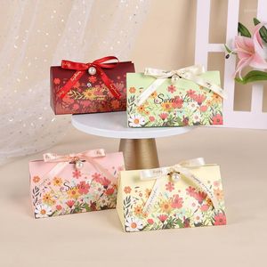 Gift Wrap 10st 2023 Floral Triangle Candy Box Bags For Wedding Favor Boxes Party Souvenir Retur Papper