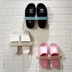 Hooks 1 Pcs Bathroom Slippers Rack Wall-mounted Wall Shoe Storage Free Perforation Folding Toilet Shelf