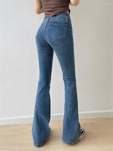 Women's Jeans High Waisted Slim TVVOVVIN Fitting Metal Belt Denim Rag Pants For Women's Tight Spicy Girl Micro Flared ZD57