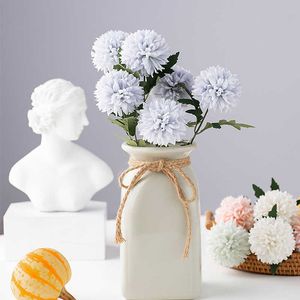 Flores secas ramo artificial casamento decorativo pico bola crisântemo para casa sala de estar decoração do agregado familiar plantas de flores falsas